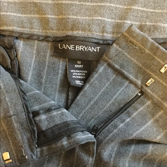 Wide Legged Gray Pinstriped Stretch Dress Pants - Picture 3 of 4